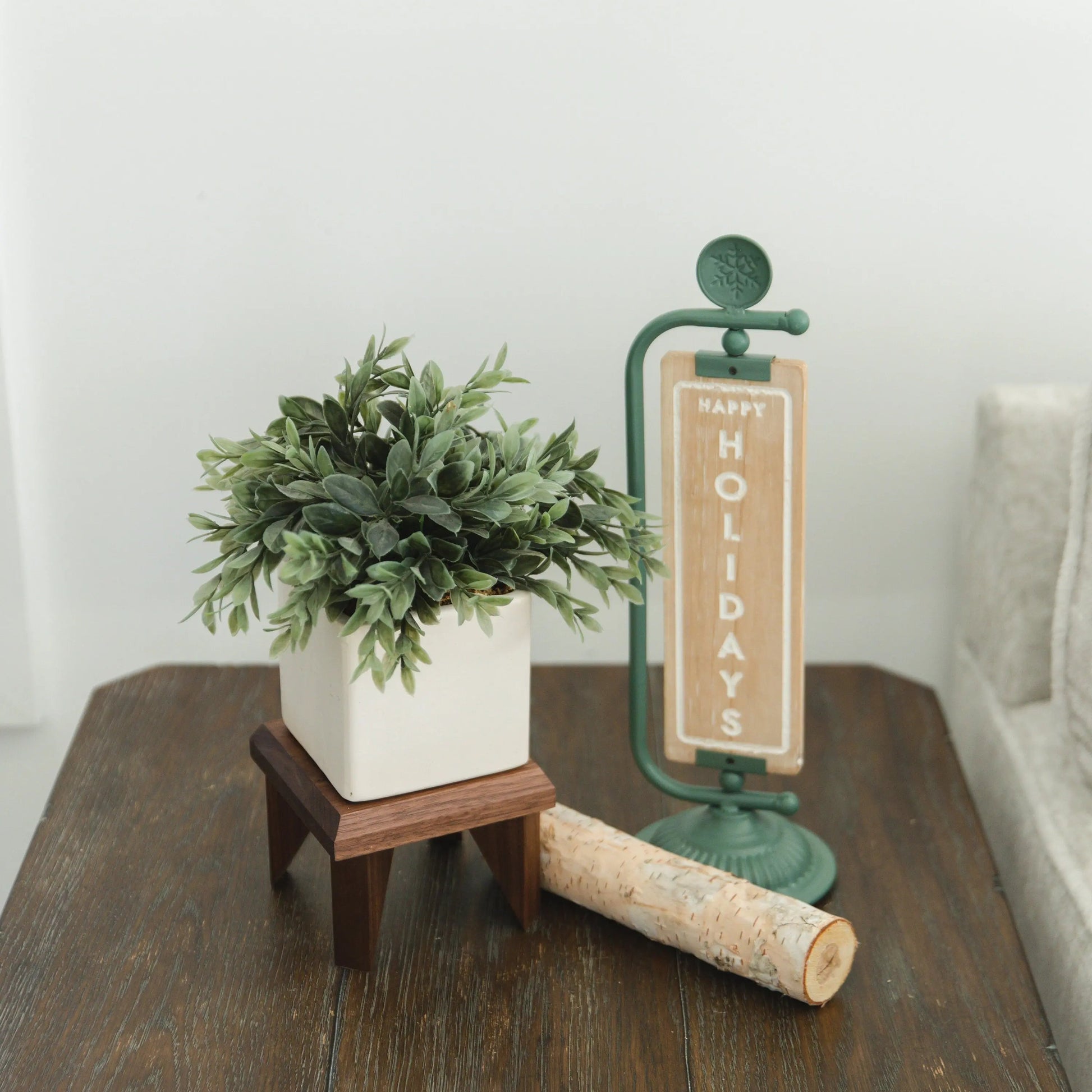 Geometric Plant Stand Oak Wood, Walnut Wood Display Stand Joyful Moose
