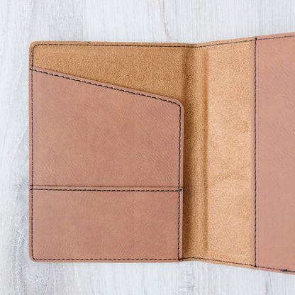 Personalized Passport Holder – Engraved Faux Leather Passport Cover With Compass Design Joyful Moose