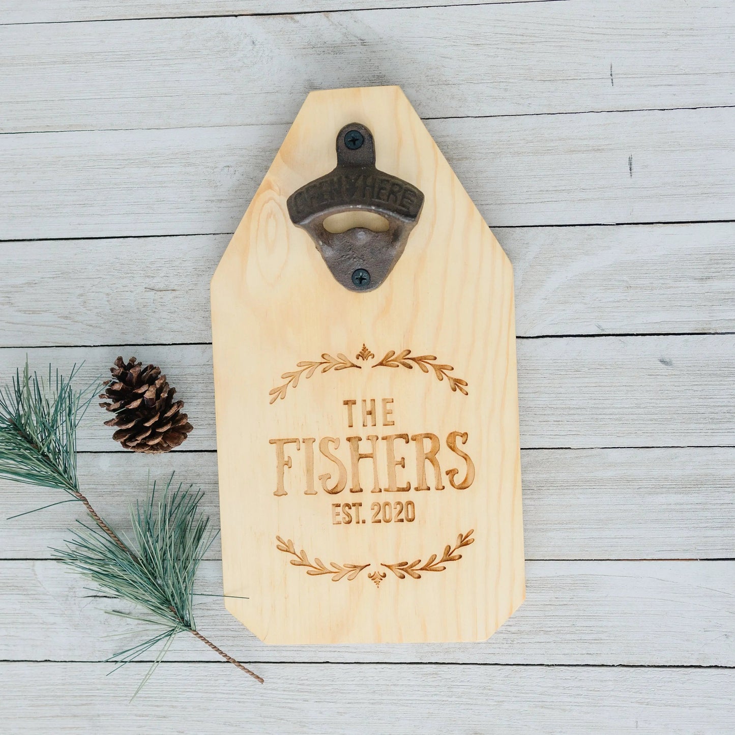 Wedding Gift, Personalized Beer Bottle Opener Wood Sign, Custom Wedding Gift for the Couple Joyful Moose