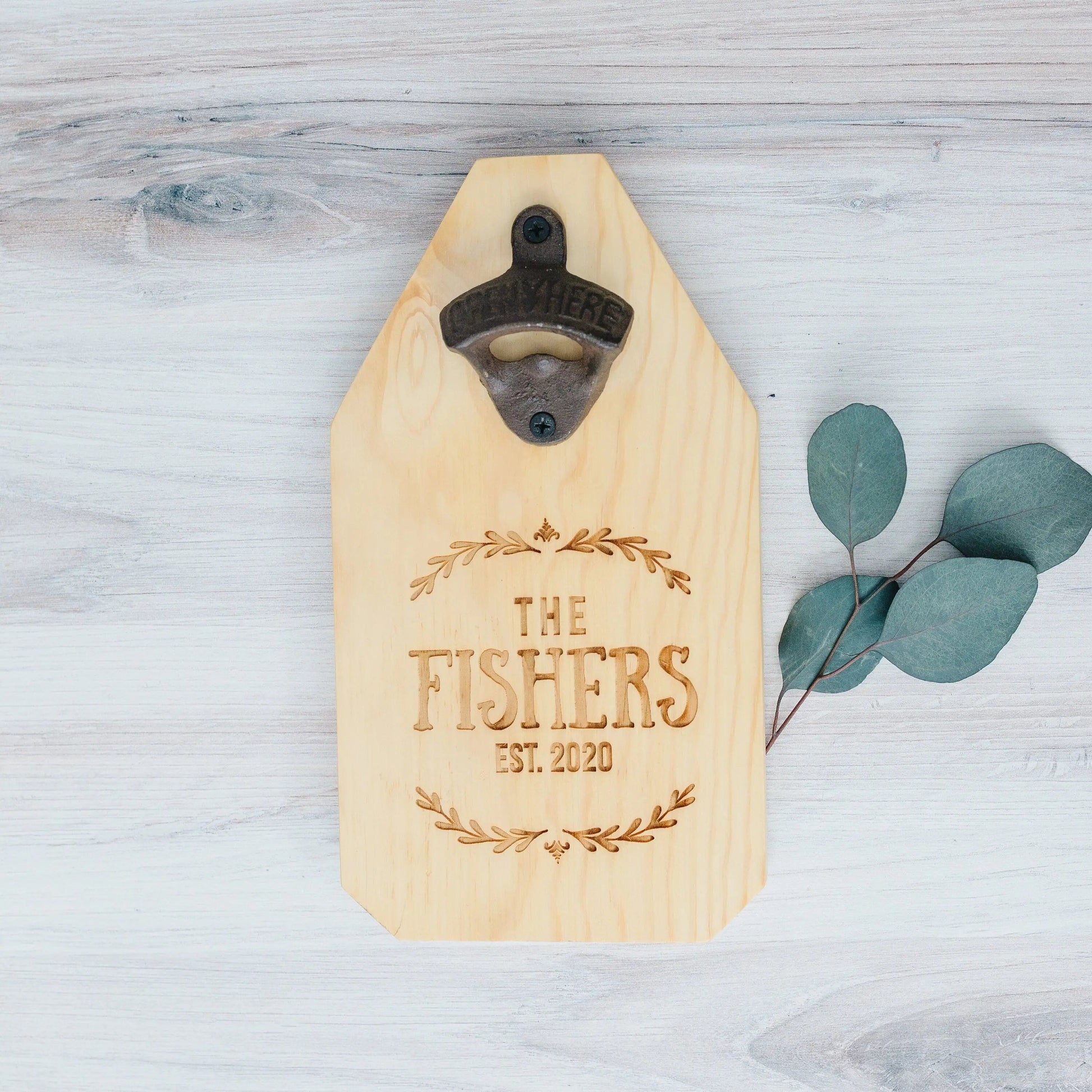 Wedding Gift, Personalized Beer Bottle Opener Wood Sign, Custom Wedding Gift for the Couple Joyful Moose