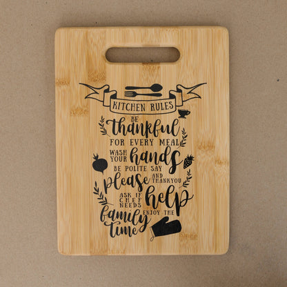 Kitchen Rules Cutting Board, gift for her, Personalized Kitchen Decor, Gift for cook, gift for mom, gift for wife Joyful Moose