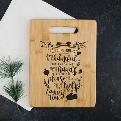 Kitchen Rules Cutting Board, gift for her, Personalized Kitchen Decor, Gift for cook, gift for mom, gift for wife Joyful Moose
