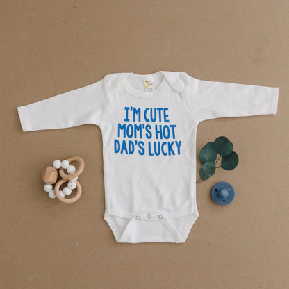 Baby Boy Gift Ideas Funny Baby Boy Shirt - Newborn Baby Boy Blue Clothing - Cute Hot Lucky Joyful Moose