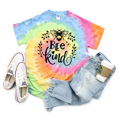 Bee Kind tie dye shirt, tie dye clothing, Bee Gift tie dye t shirt, tie dye tshirt, Kindness pastel tie dye shirt, bee kind gifts Joyful Moose