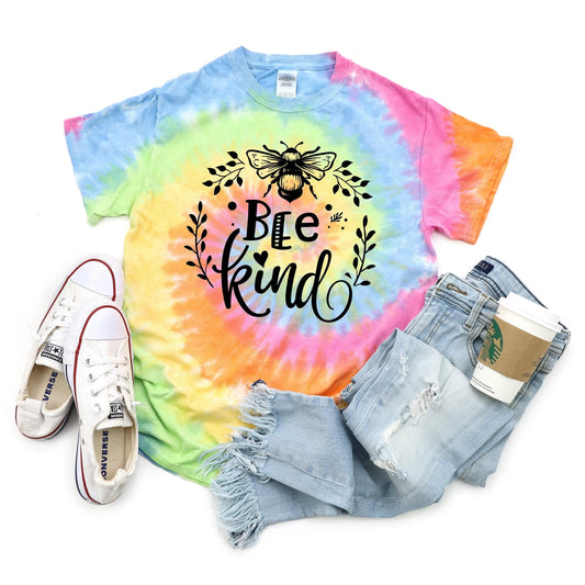 Bee Kind tie dye shirt, tie dye clothing, Bee Gift tie dye t shirt, tie dye tshirt, Kindness pastel tie dye shirt, bee kind gifts Joyful Moose