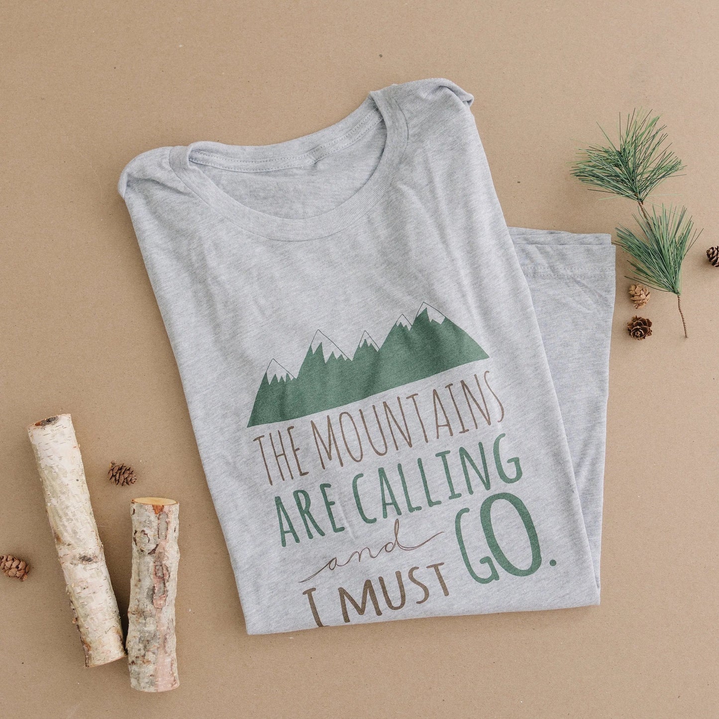 Hiking Tshirt, The Mountains are Calling and I must Go Shirt, camping shirt, graphic tshirt Joyful Moose
