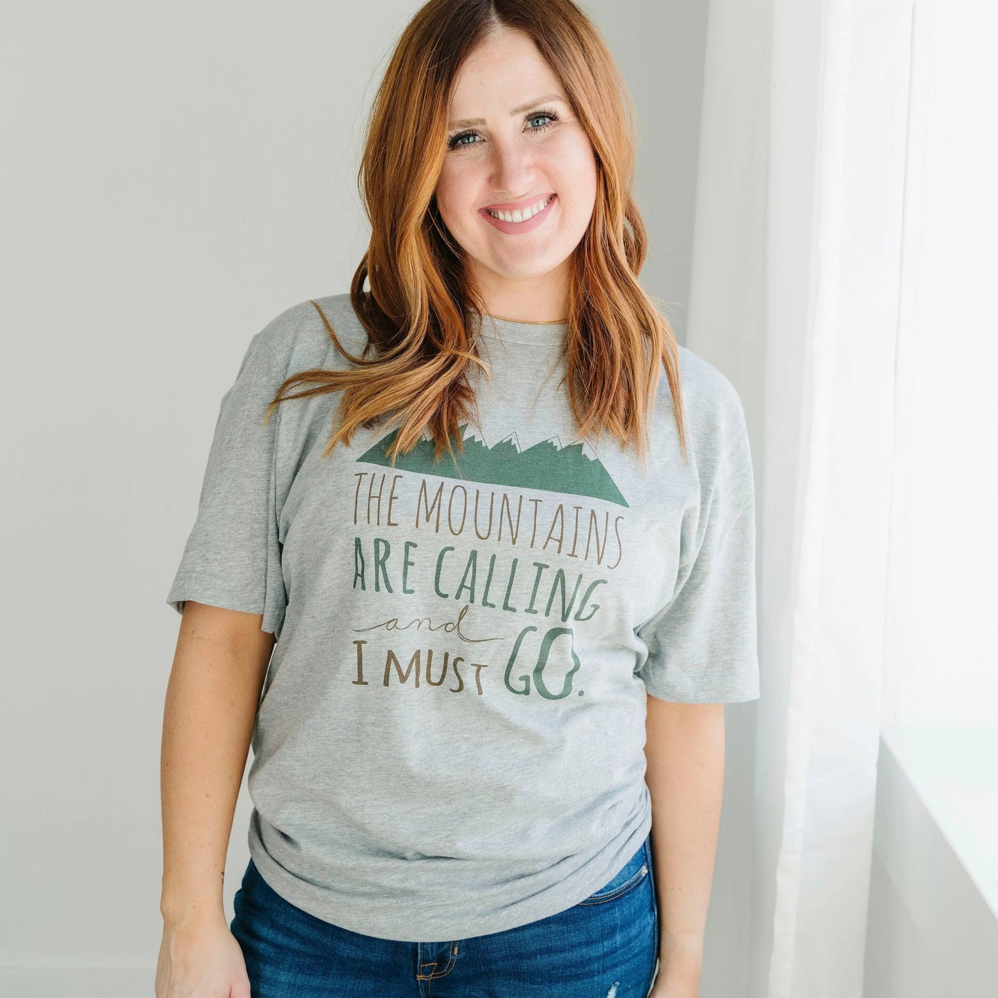 Hiking Tshirt, The Mountains are Calling and I must Go Shirt, camping shirt, graphic tshirt Joyful Moose