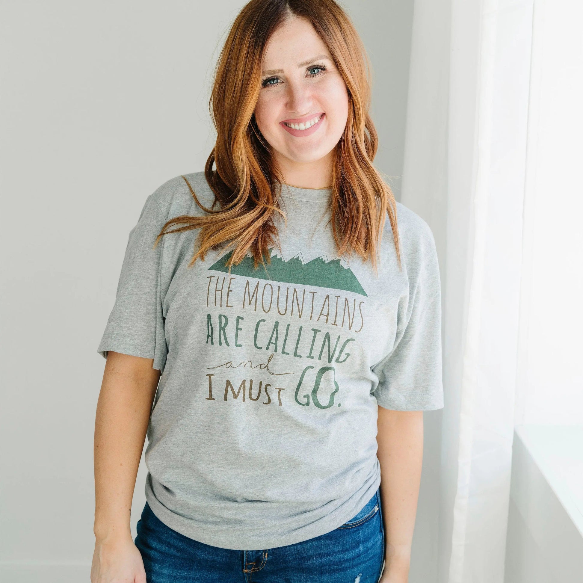 Hiking Tshirt, The Mountains are Calling and I must Go Shirt, camping shirt, graphic tshirt Joyful Moose