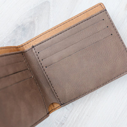 Groomsmen Gifts - Monogram Leather Wallet -  Personalized Mens Wallet Gift for Groomsman Joyful Moose
