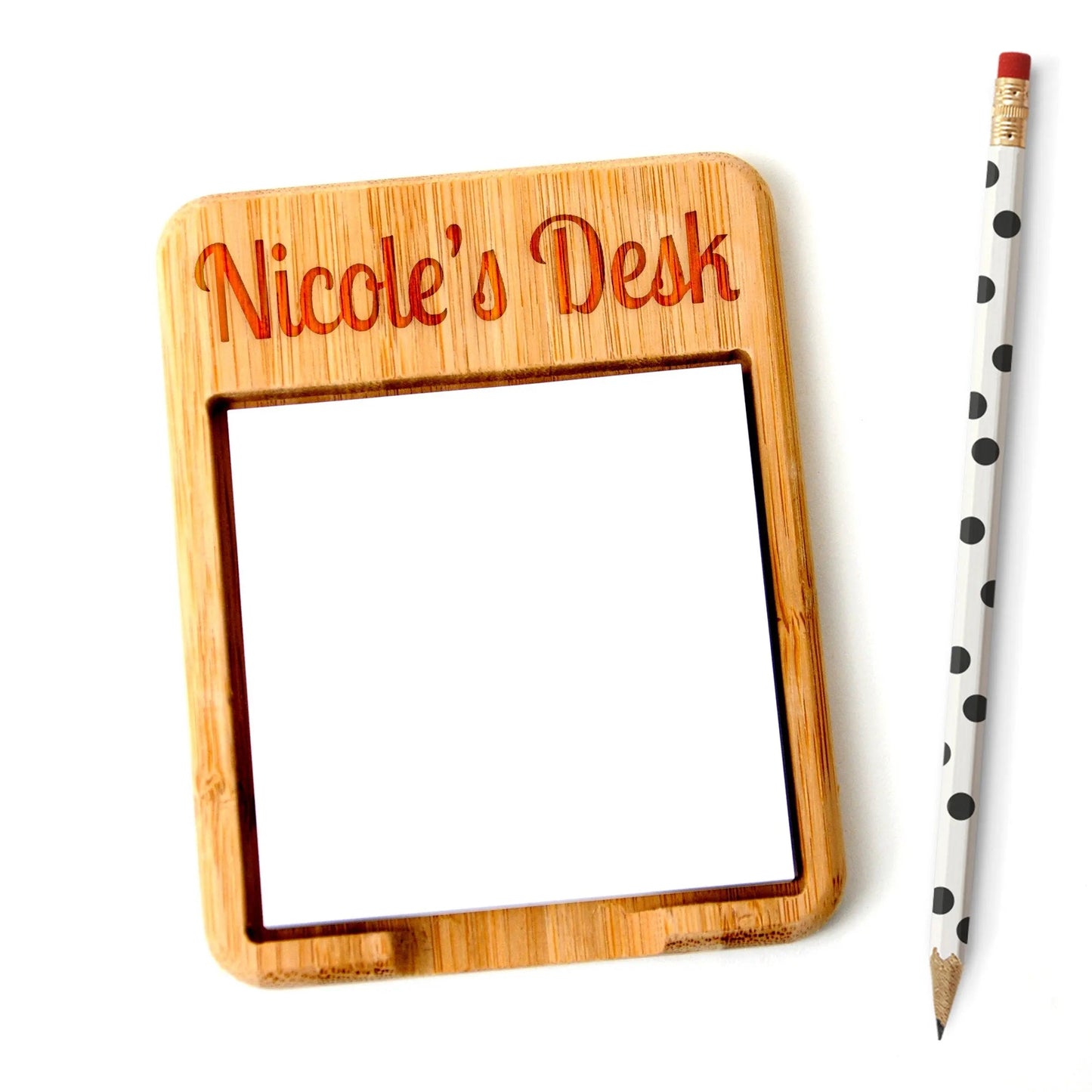 Personalized Bamboo Sticky Note Holder - Custom coworker Gift - Gift for Office Joyful Moose