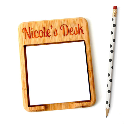 Personalized Bamboo Sticky Note Holder - Custom coworker Gift - Gift for Office Joyful Moose