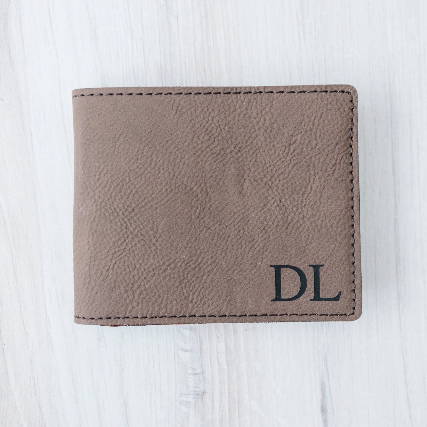 Groomsmen Gifts - Monogram Leather Wallet -  Personalized Mens Wallet Gift for Groomsman Joyful Moose