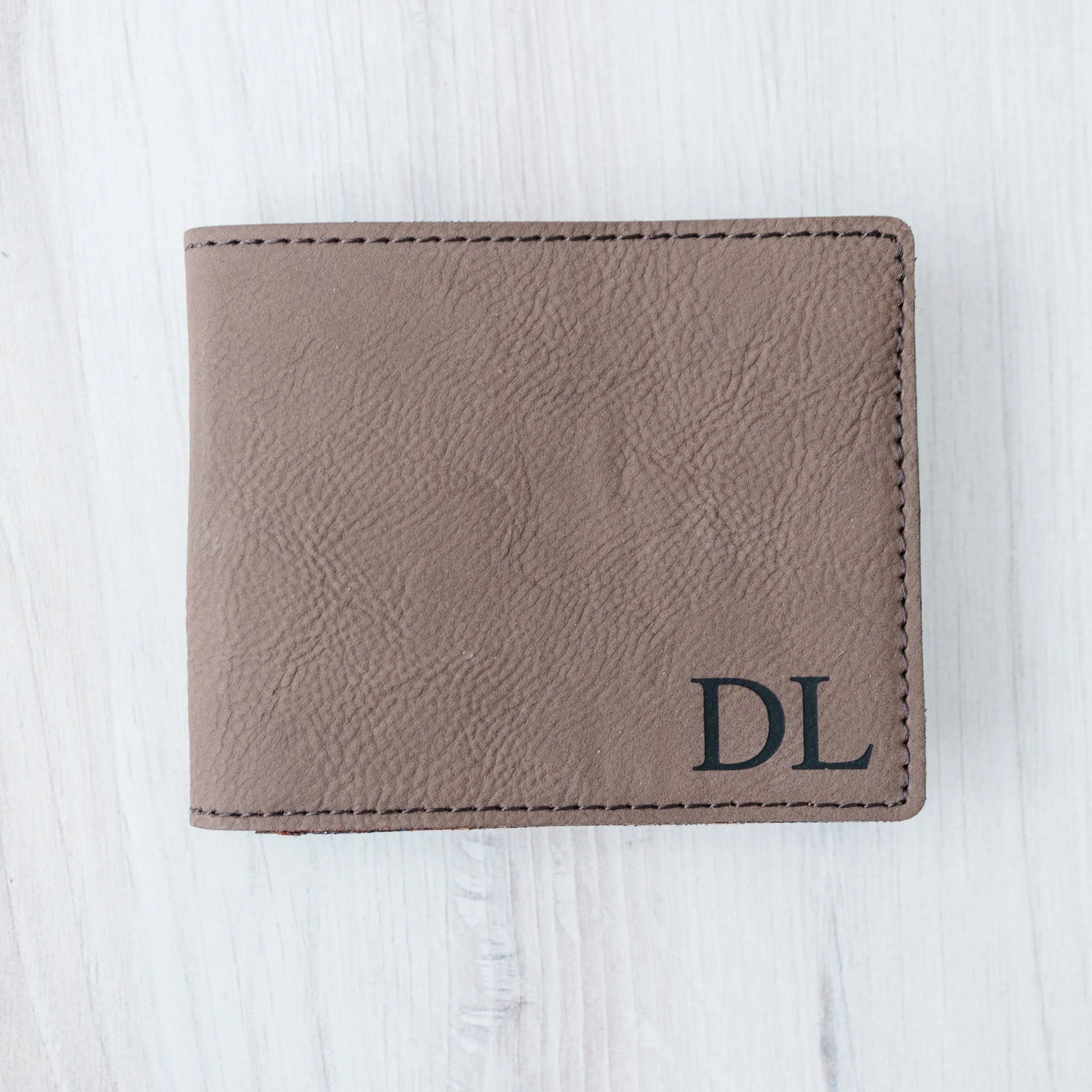 Groomsmen Gifts - Monogram Leather Wallet -  Personalized Mens Wallet Gift for Groomsman Joyful Moose