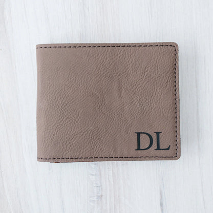 Groomsmen Gifts - Monogram Leather Wallet -  Personalized Mens Wallet Gift for Groomsman Joyful Moose