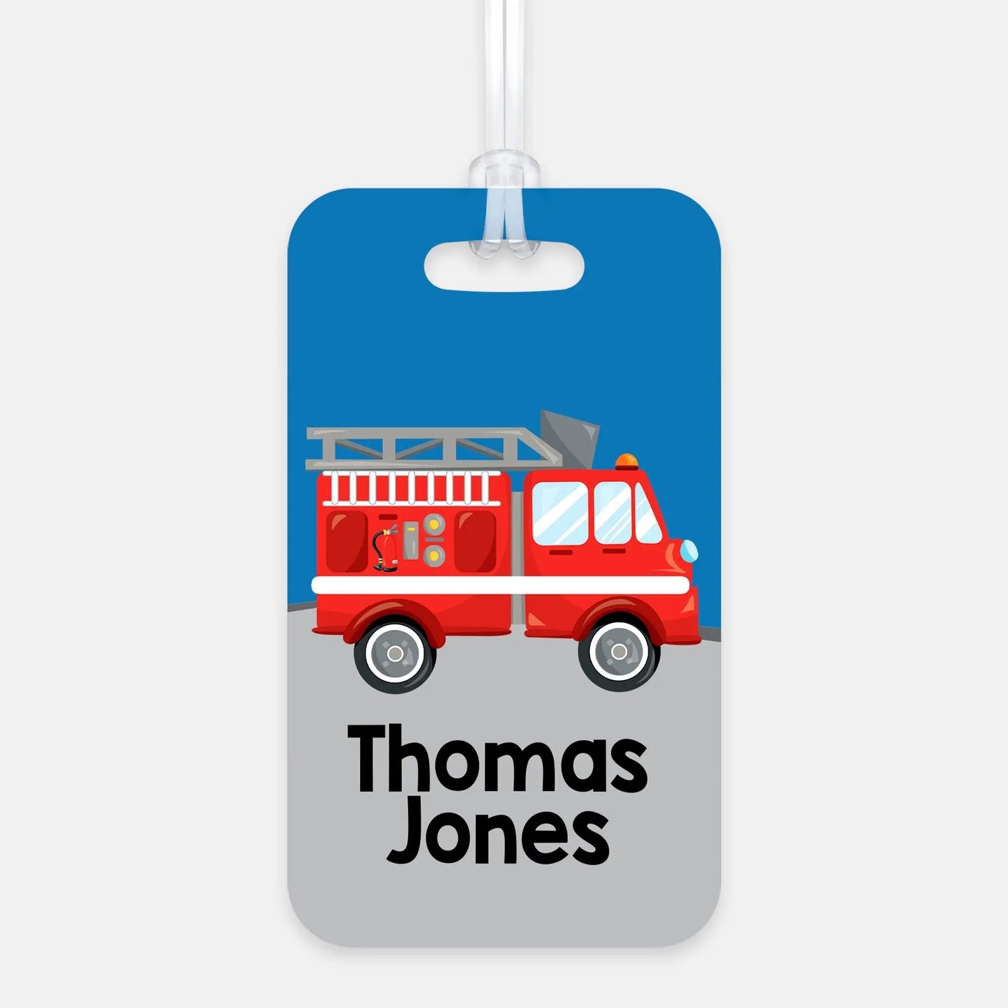 Fire Truck Boys Backpack Name Tag - Firetruck Back to School Bag Tag Joyful Moose