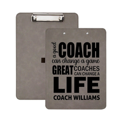 Custom Coach Clipboard - Leather Sports Clipboard | Personalized Coach Gift Joyful Moose