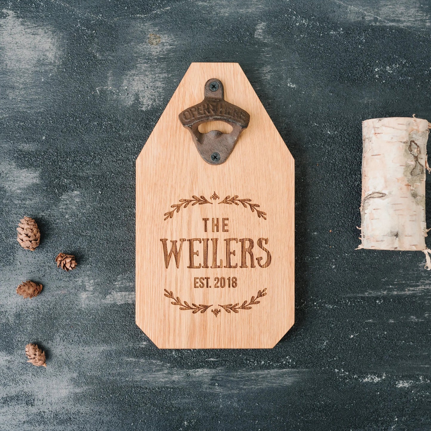 Wedding Gift, Personalized Beer Bottle Opener Wood Sign, Custom Wedding Gift for the Couple Joyful Moose