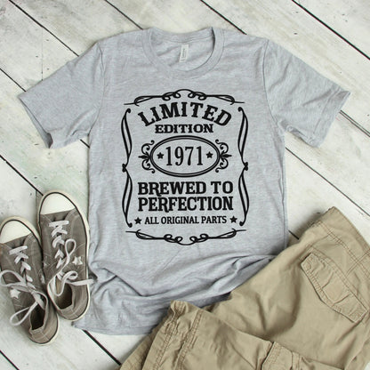 Mens Graphic Tee, Limited Edition Birth Year Gray T-shirt for Men, 50th Birthday Gift for him, husband birthday gift Joyful Moose