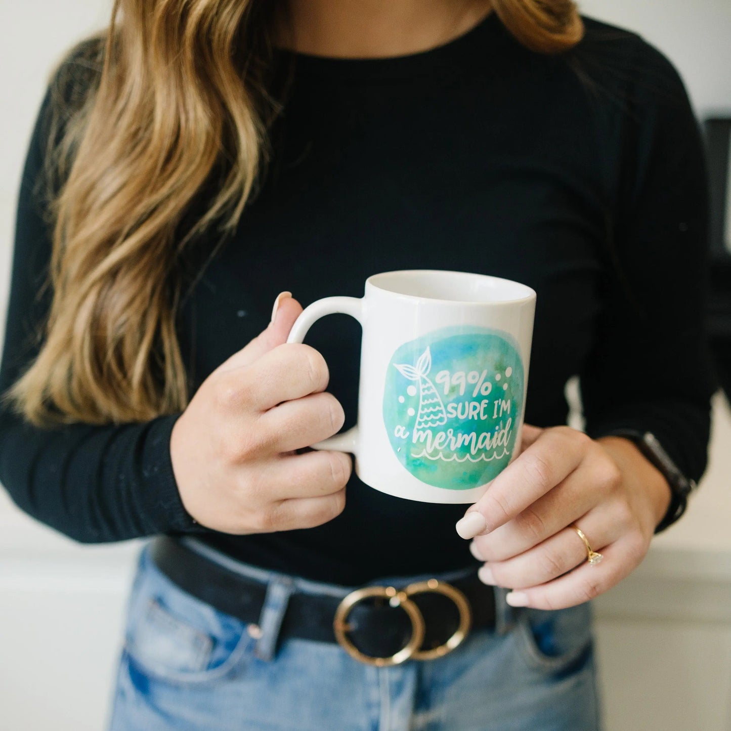 Mermaid Mug, Watercolor Coffee Mug, Beach Ocean 99% sure I'm a mermaid gift for her Joyful Moose