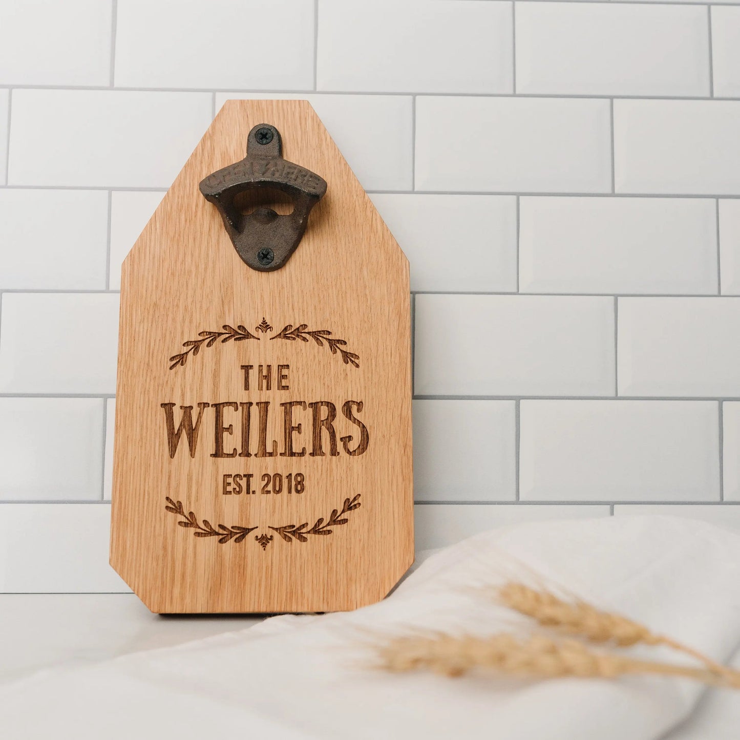 Wedding Gift, Personalized Beer Bottle Opener Wood Sign, Custom Wedding Gift for the Couple Joyful Moose