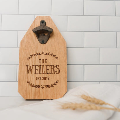 Wedding Gift, Personalized Beer Bottle Opener Wood Sign, Custom Wedding Gift for the Couple Joyful Moose
