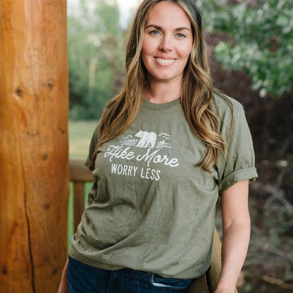 Hike More, Worry Less T-shirt, Hiking Gift, Adventure, Travel, Outdoors Shirt, Camping Tshirt Joyful Moose