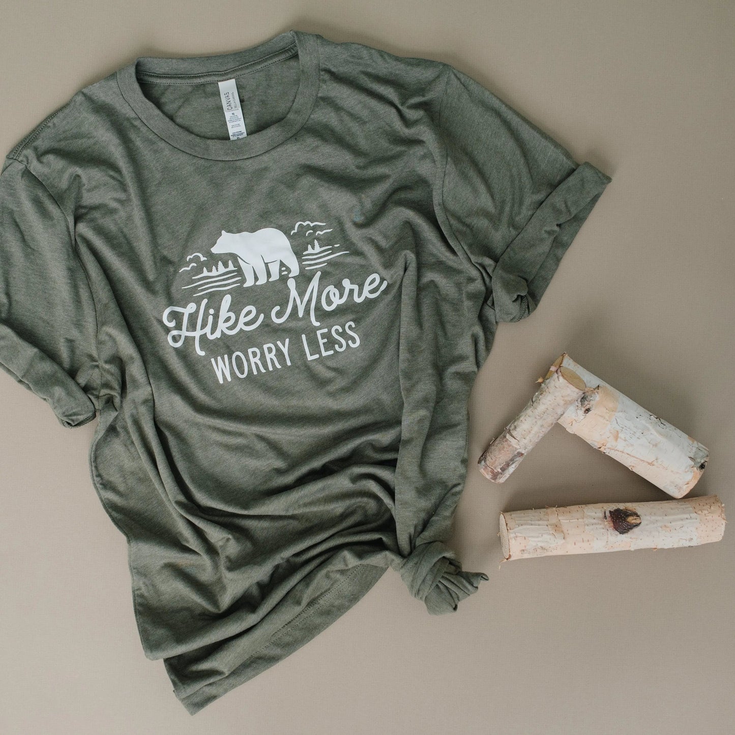 Hike More, Worry Less T-shirt, Hiking Gift, Adventure, Travel, Outdoors Shirt, Camping Tshirt Joyful Moose