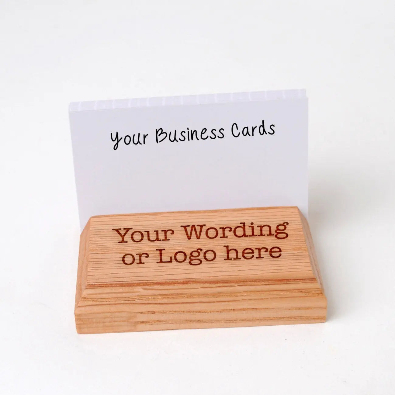 Wood Business Card Holder - Custom Engraved Card Display Stand With Non Slip Feet Joyful Moose