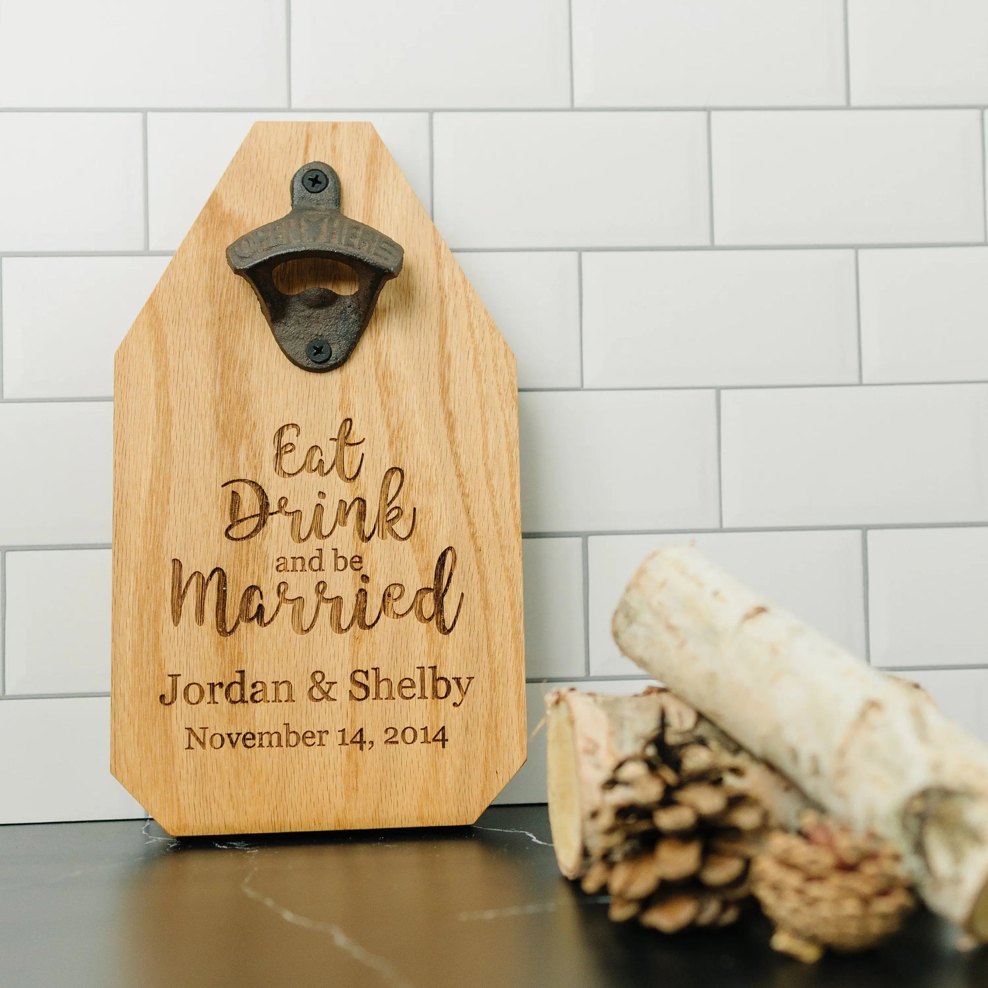 Wedding Gift Personalized Sign Wood Bottle Opener Joyful Moose