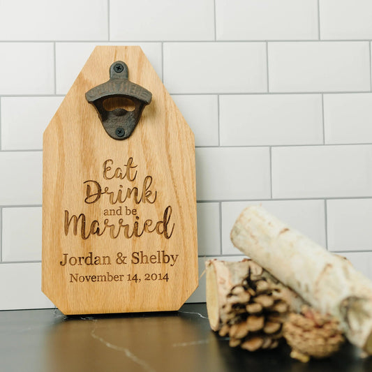 Wedding Gift Personalized Sign Wood Bottle Opener Joyful Moose