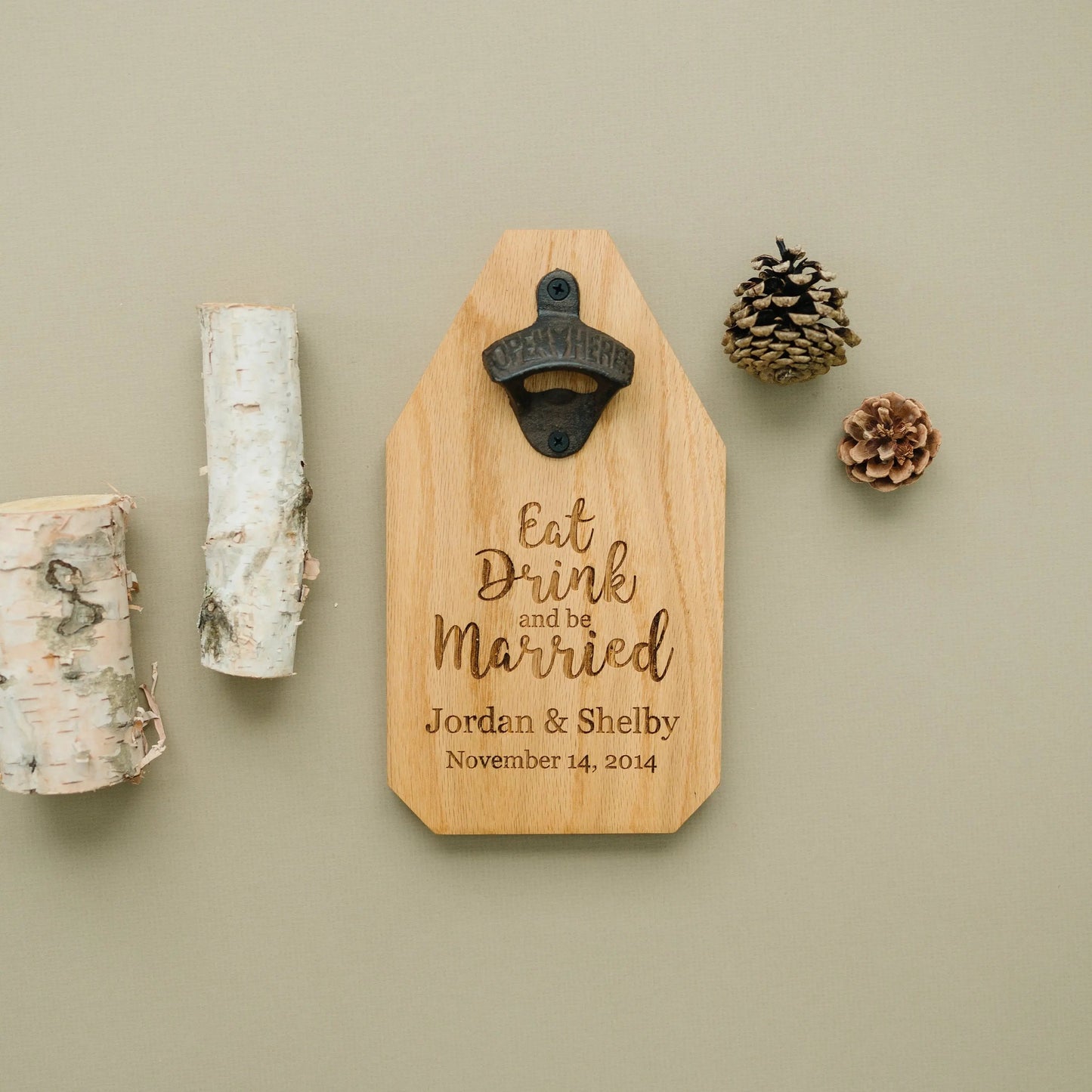 Wedding Gift Personalized Sign Wood Bottle Opener Joyful Moose