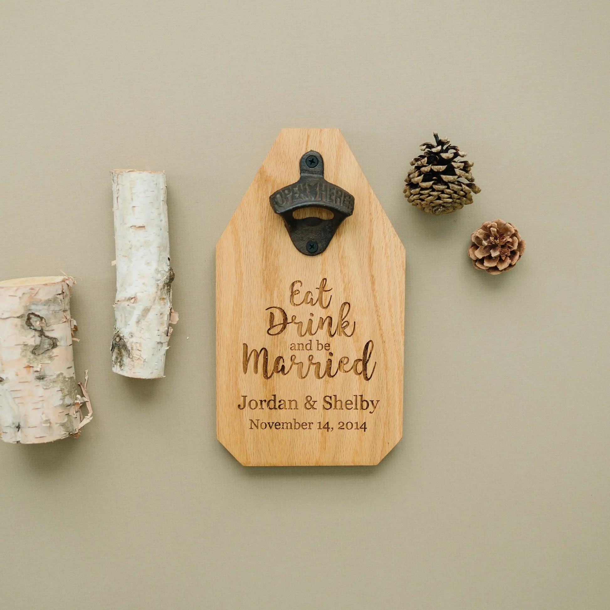 Wedding Gift Personalized Sign Wood Bottle Opener Joyful Moose