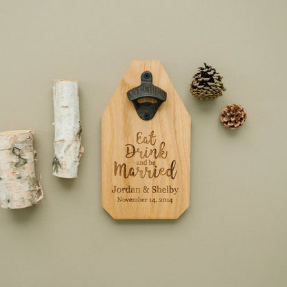 Wedding Gift Personalized Sign Wood Bottle Opener Joyful Moose