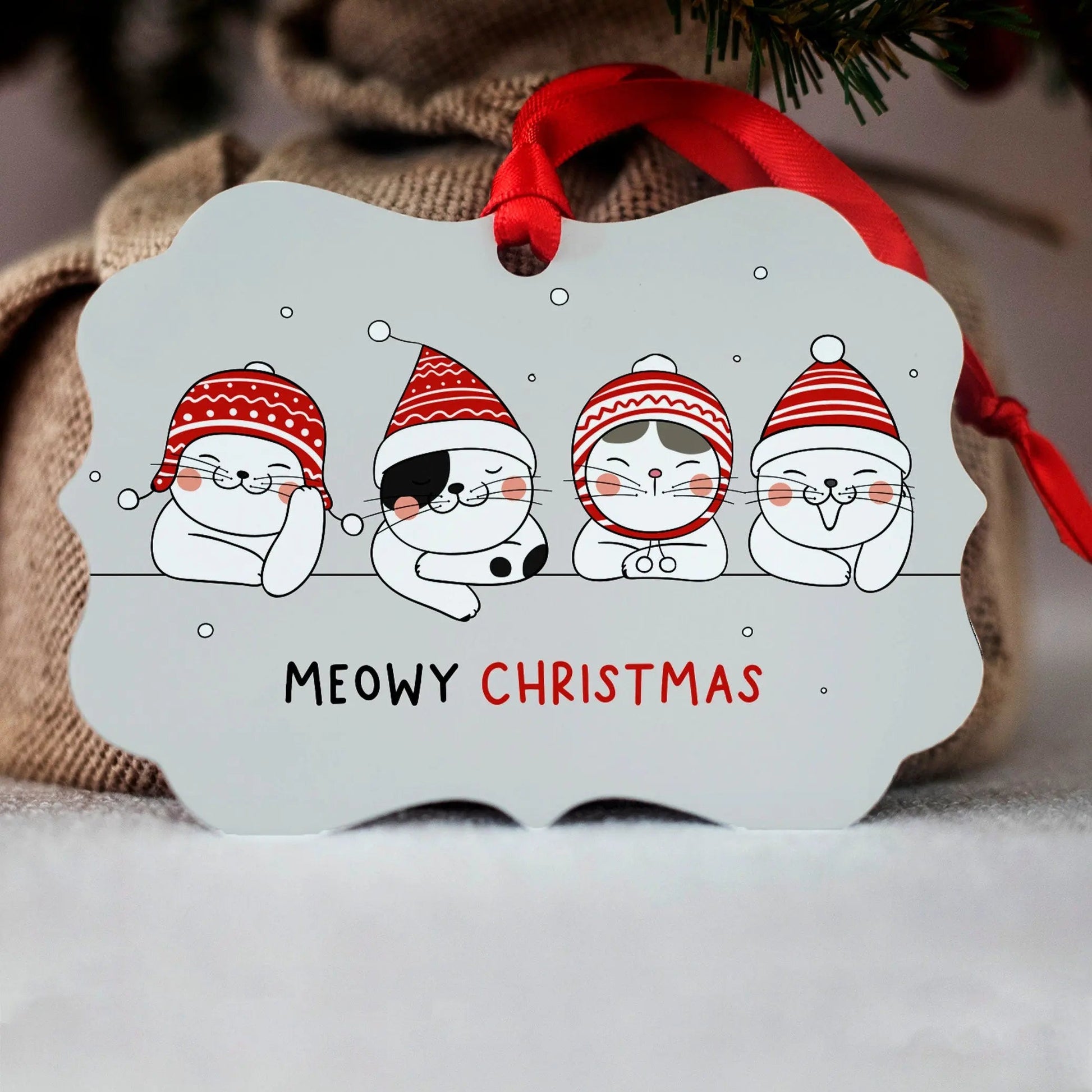 Christmas Ornaments Cat - Christmas Ornament Personalized Year Name - Meowy Christmas Cat Ornament Joyful Moose