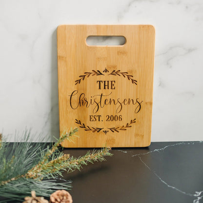 Personalized Wedding Gift Cutting Board - Custom Cutting Board for Bride & Groom Joyful Moose