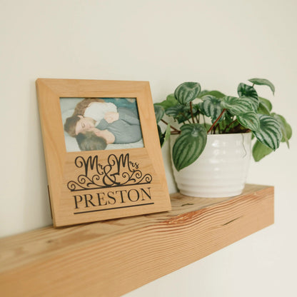 Mr & Mrs Personalized Wood Photo Frame - Mr Mrs Picture Frame - Christmas Gift for Couples - Personalized Wedding Gift - Anniversary Gift Joyful Moose