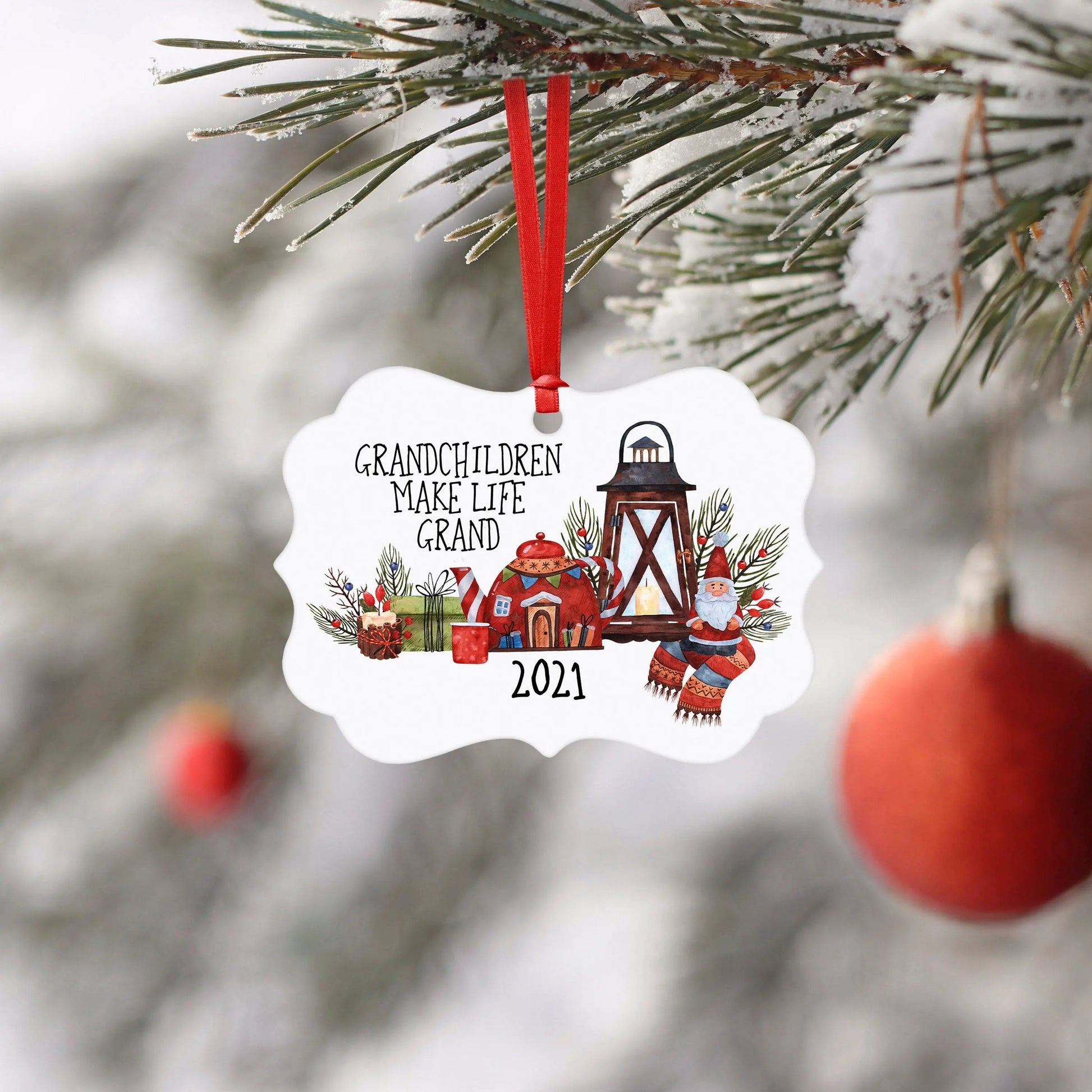 Christmas Ornament for Grandparents, Christmas Gift for Grandma Joyful Moose