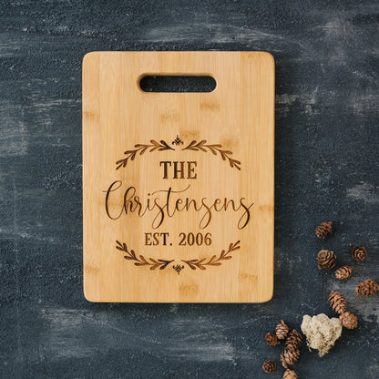 Personalized Wedding Gift Cutting Board - Custom Cutting Board for Bride & Groom Joyful Moose