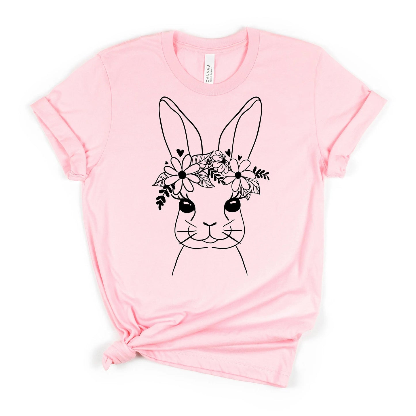 Easter Bunny Tshirt, Easter Shirt for Women, Cute Easter T-shirt for Her, Floral Easter Bunny Graphic Tee, Womens Spring Tops Joyful Moose