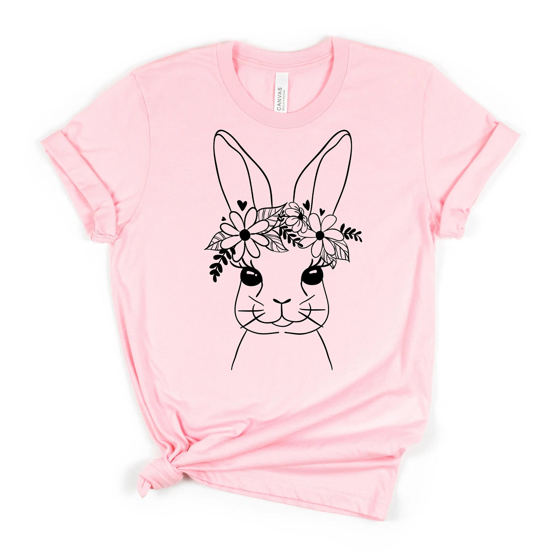 Easter Bunny Tshirt, Easter Shirt for Women, Cute Easter T-shirt for Her, Floral Easter Bunny Graphic Tee, Womens Spring Tops Joyful Moose