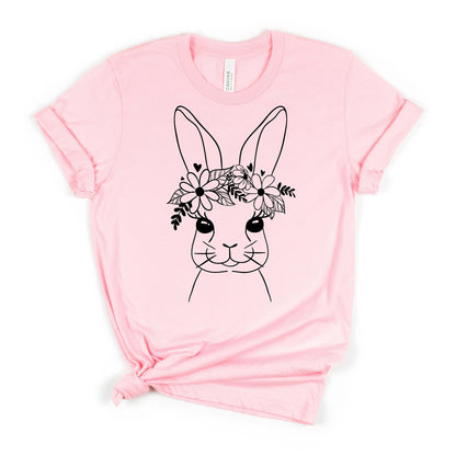 Easter Bunny Tshirt, Easter Shirt for Women, Cute Easter T-shirt for Her, Floral Easter Bunny Graphic Tee, Womens Spring Tops Joyful Moose