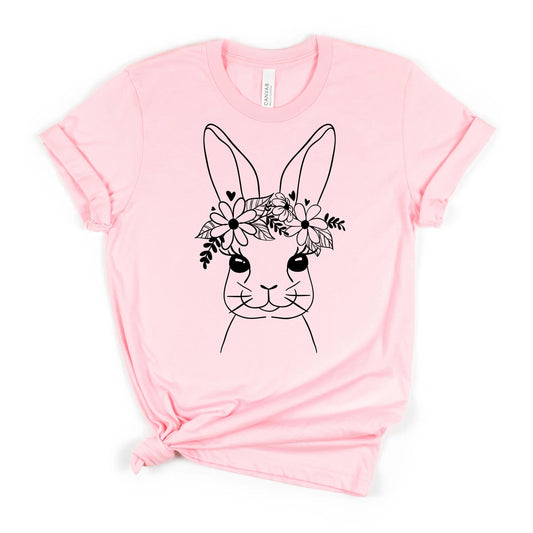 Easter Bunny Tshirt, Easter Shirt for Women, Cute Easter T-shirt for Her, Floral Easter Bunny Graphic Tee, Womens Spring Tops Joyful Moose