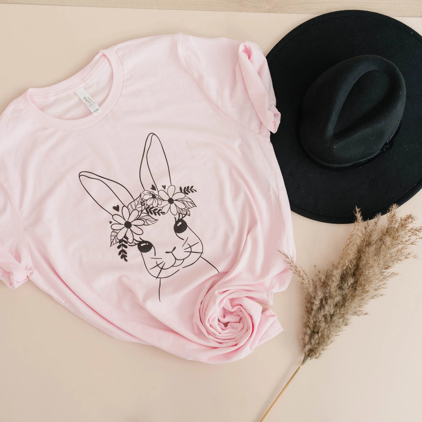 Easter Bunny Tshirt, Easter Shirt for Women, Cute Easter T-shirt for Her, Floral Easter Bunny Graphic Tee, Womens Spring Tops Joyful Moose