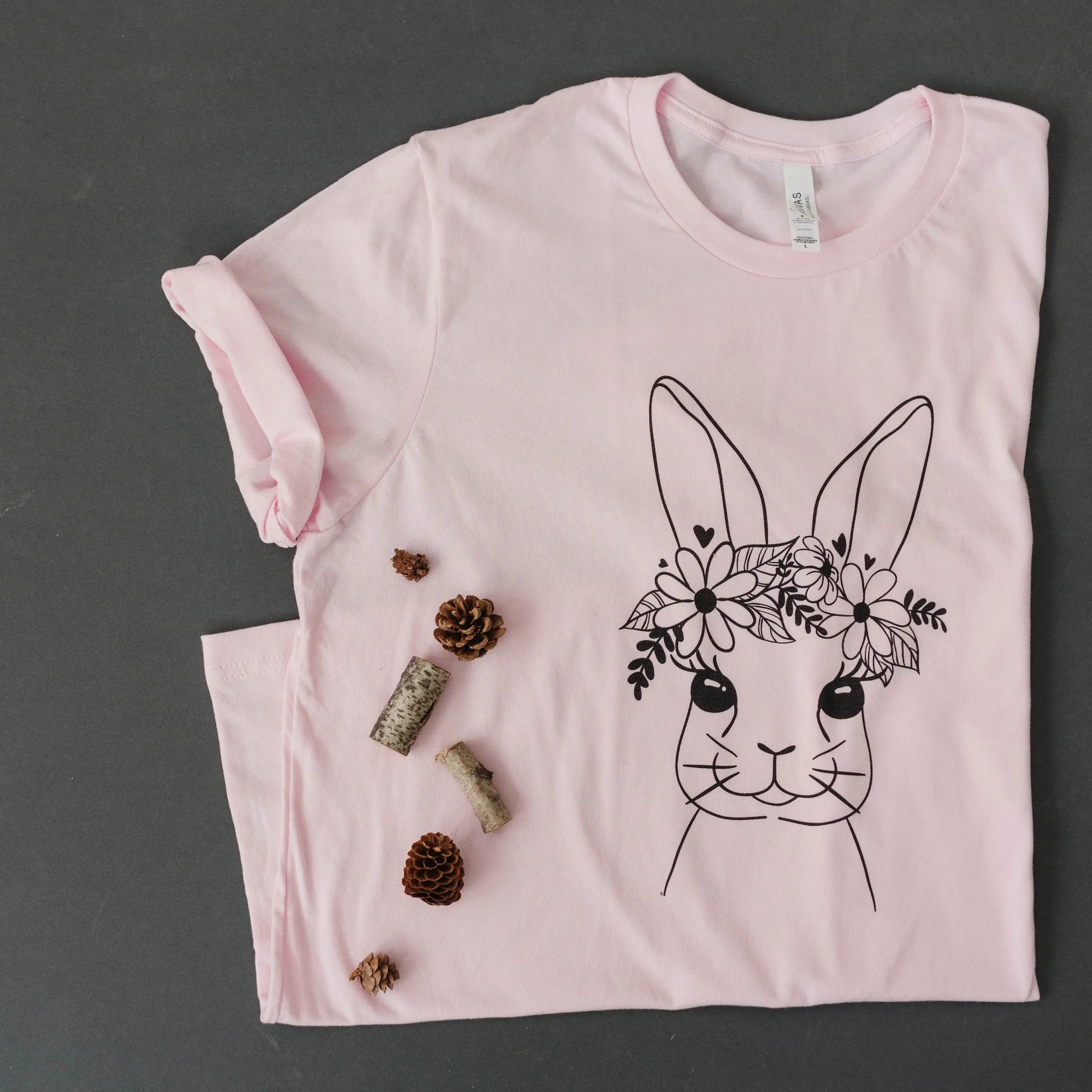 Easter Bunny Tshirt, Easter Shirt for Women, Cute Easter T-shirt for Her, Floral Easter Bunny Graphic Tee, Womens Spring Tops Joyful Moose