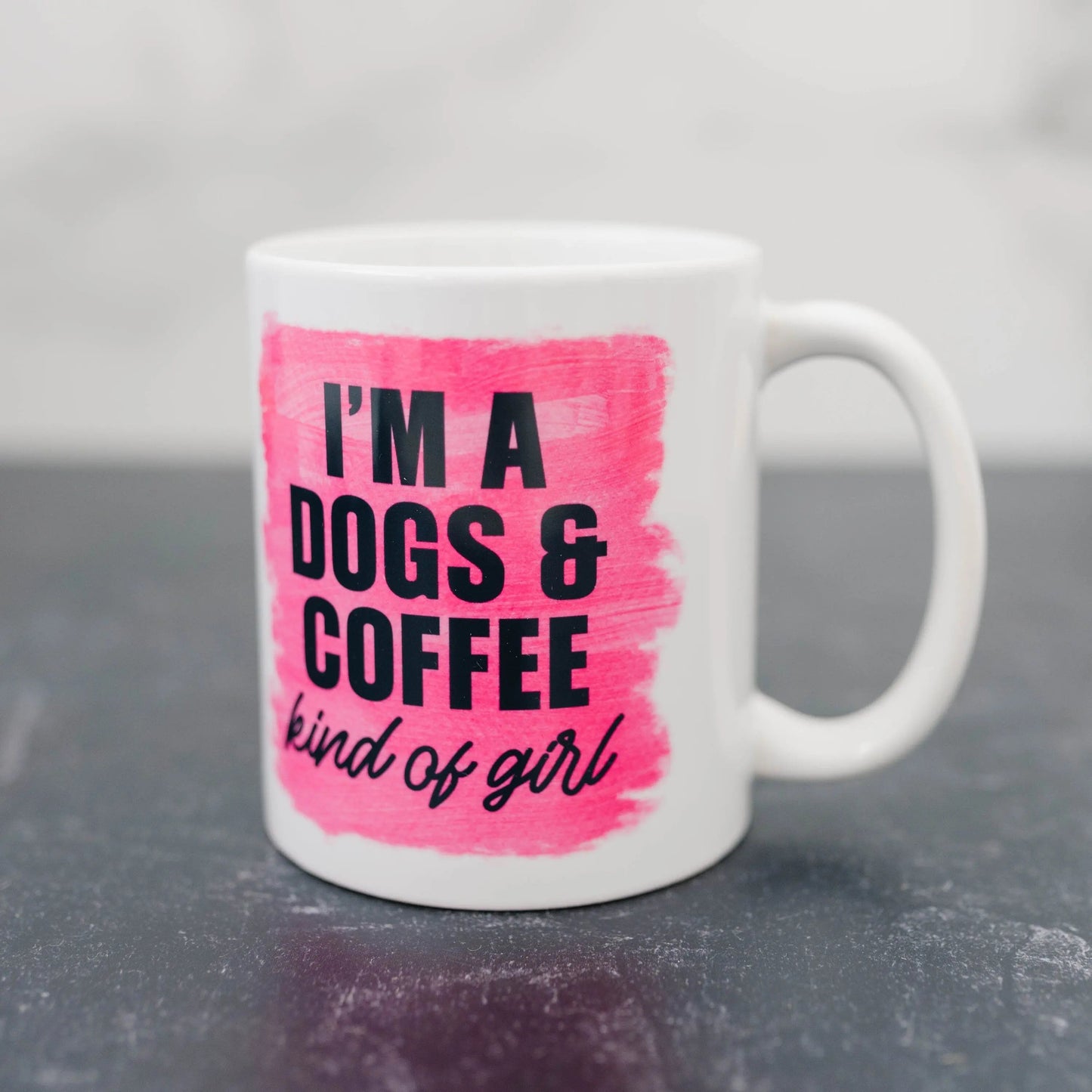 Dog Mom Coffee Mug, dog lover gift, dog owner gift, Pink Mug I'm a dogs & coffee kind of girl Joyful Moose