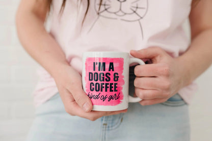 Dog Mom Coffee Mug, dog lover gift, dog owner gift, Pink Mug I'm a dogs & coffee kind of girl Joyful Moose