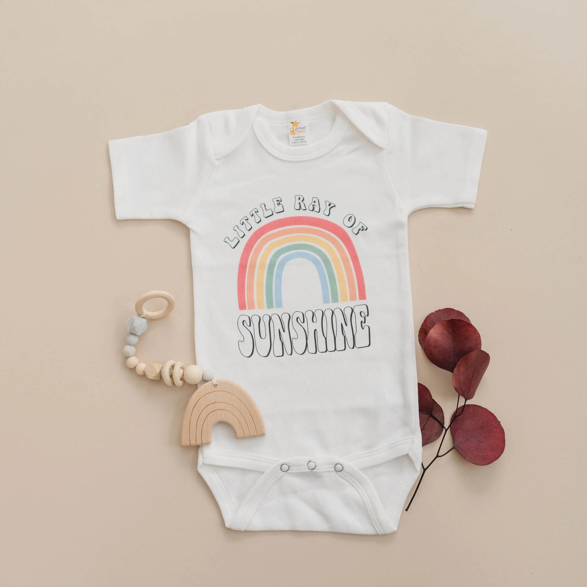 Baby Bodysuit, Ray of Sunshine Baby Outfit, Rainbow Baby Clothes, New Baby Gift, Baby Shower Gift, boho baby romper Joyful Moose