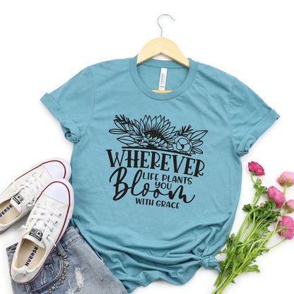 Floral shirt, graphic tshirt women, gardening tshirt, motivational tshirt Joyful Moose