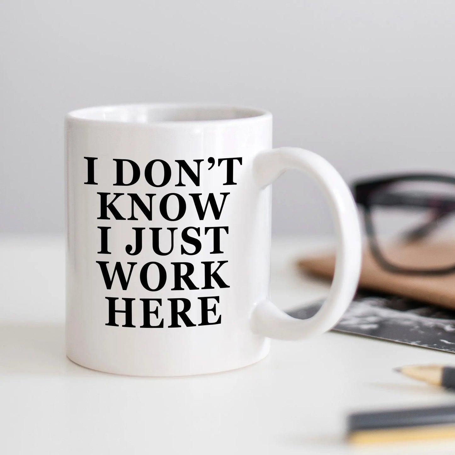 Office Mug, Funny Mugs, I don't know I just work here coffee mug,  funny office mug, Coworker Gifts, Office gift, funny work mug Joyful Moose