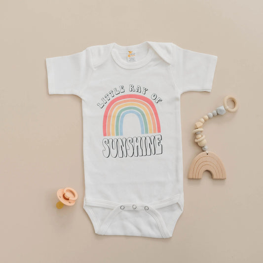 Baby Bodysuit, Ray of Sunshine Baby Outfit, Rainbow Baby Clothes, New Baby Gift, Baby Shower Gift, boho baby romper Joyful Moose